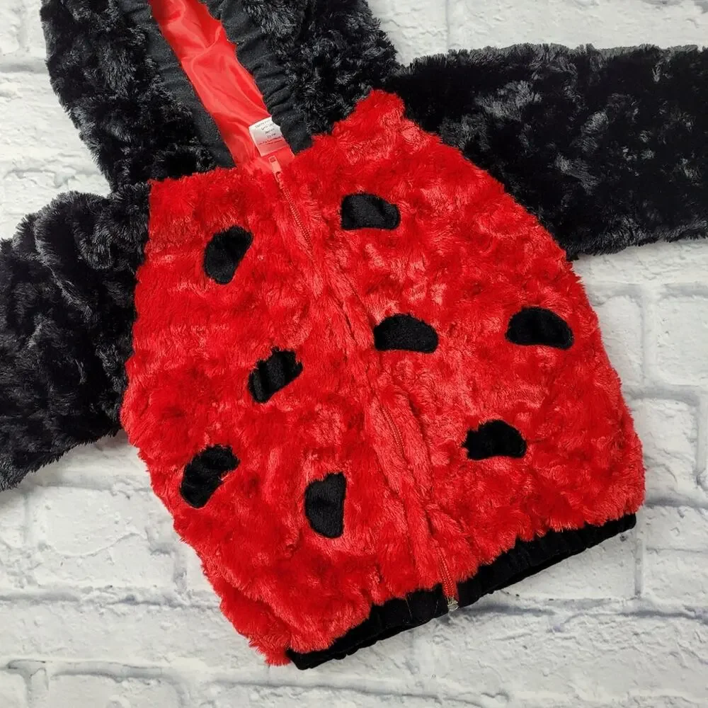 Adorably Cozy Faux Fur Ladybug Halloween Jacket Costume 24 months